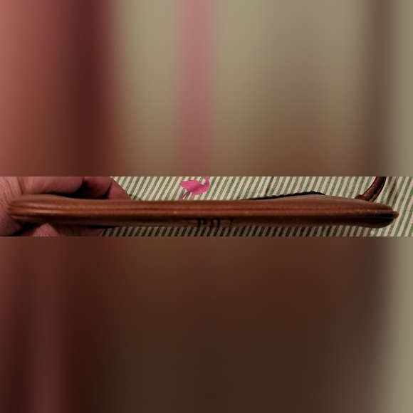 Vintage Y2K Fossil Tan Leather Boho Neutral Casual Wristlet Clutch Bag Keychain - Picture 4 of 8